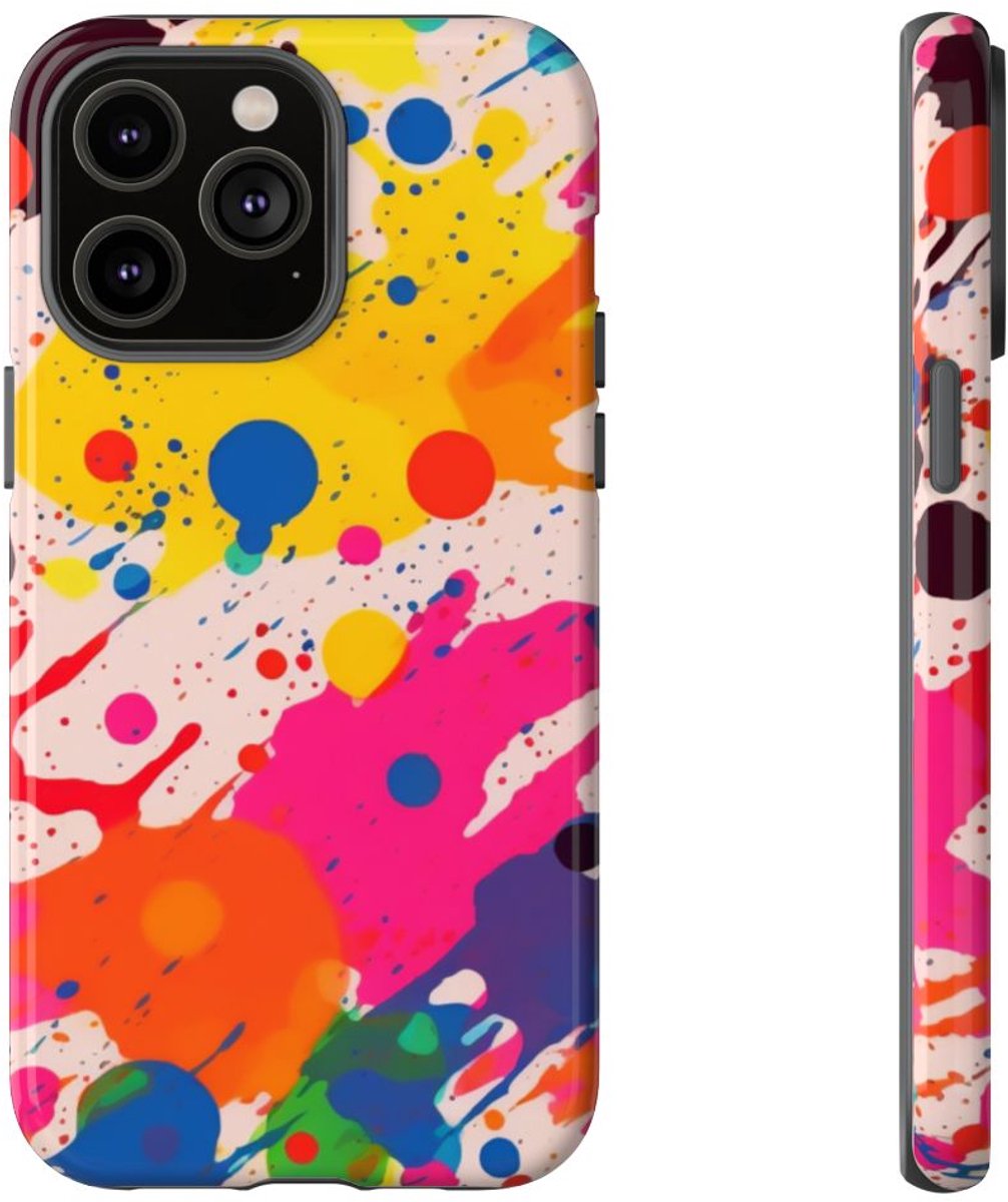 Kleurrijke Verfspatten Abstract Patroon – Telefoonhoesje Geschikt voor iPhone 14 Pro Max