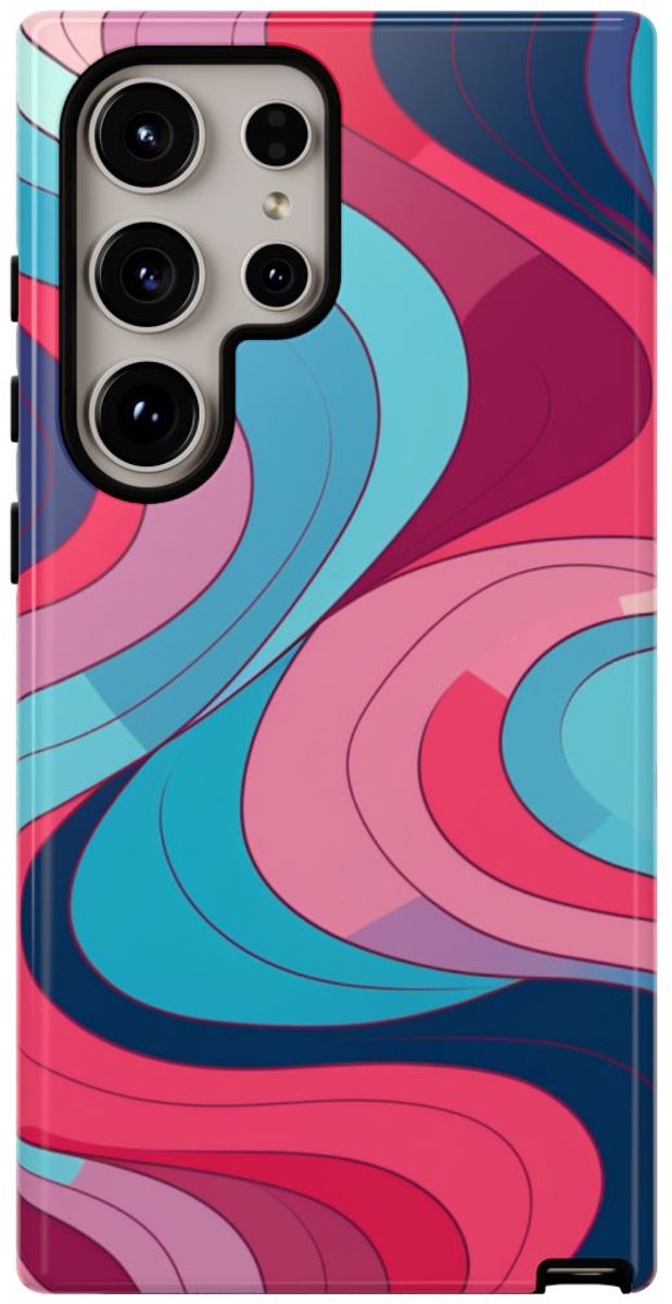 Retro Golvend Abstract Patroon – Telefoonhoesje Geschikt voor Samsung Galaxy S24 Ultra