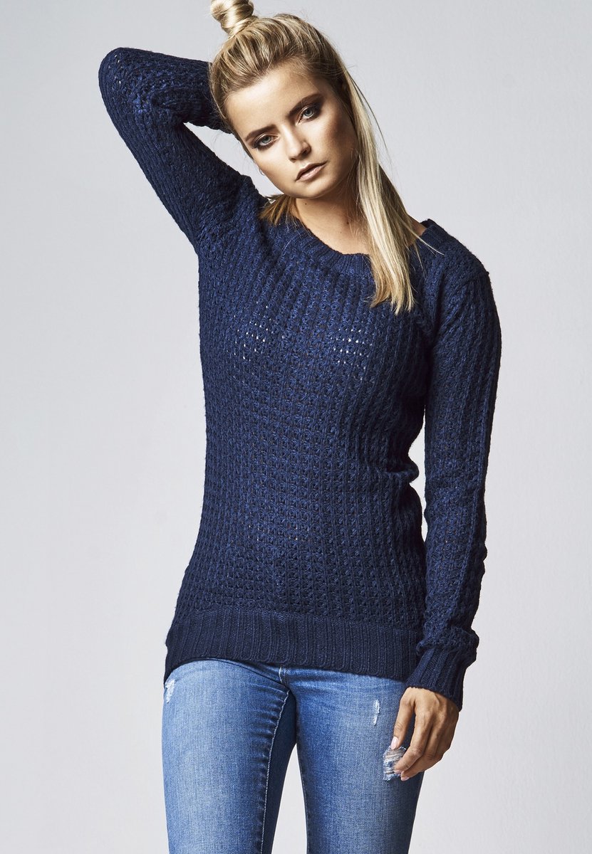Urban Classics Long Wideneck Sweater/trui S Blauw