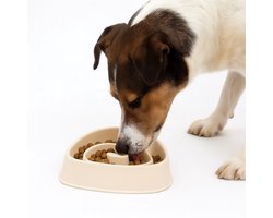 Nobleza Hondenvoerbak anti schrok - Schrokbak - Slowfeeder hond - Anti schrokbak hond - Beige - Inhoud 500ml