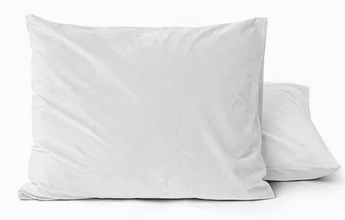 Set van 2 warme en zachte flanellen kussenslopen (kussensloop) effen WIT FLANEL voor standaard hoofdkussen (op bed) 60 x 70 cm (aangenaam beddengoed slaapkamer)