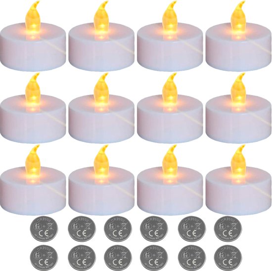 Aurae Waxinelichtjes Led Kaarsen 12x - Incl Batterijen - 120+ branduren - Theelichtjes op Batterijen