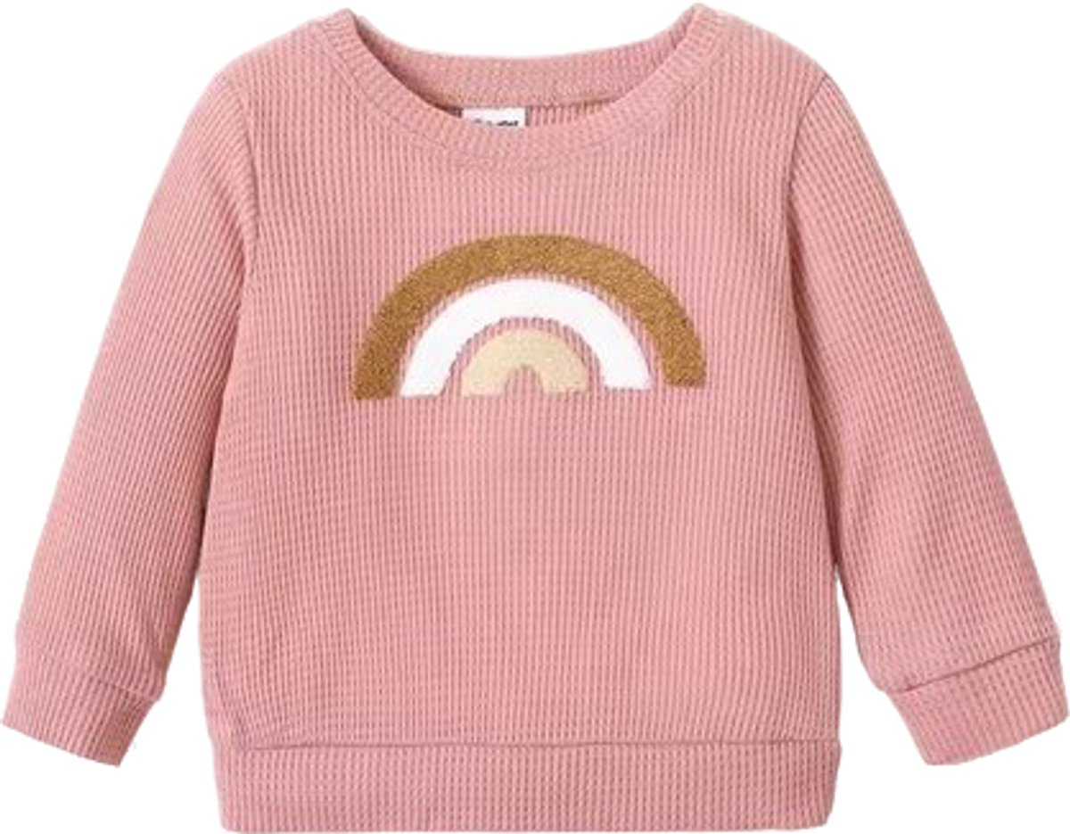 Baby Meisje Roze Ribstof Trui - Truitje - Regenboog - 12 18 Maanden