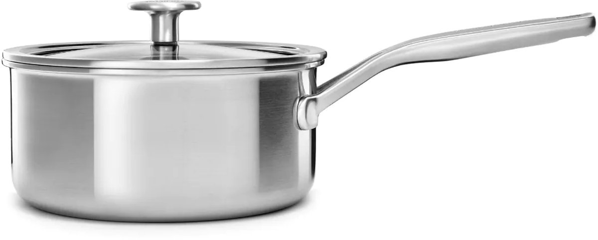 KitchenAid Multi-Ply RVS Steelpan - ø20cm - 3,1L - met glazen deksel - inductie - PFAS-vrij