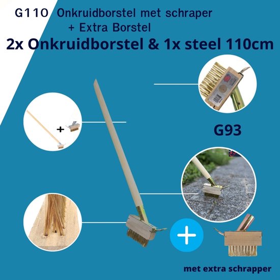 Synx Tools Onkruidborstel met schraper + Extra Borstel met schraper - Onkruidkrabber - Onkruidborstel - krabbers / schrapers - Voegenborstels -Voegenkrabbers - Onkruidverwijderaar Met 2x houders en 1x steel 110cm van Synx Tools — afbeelding 4