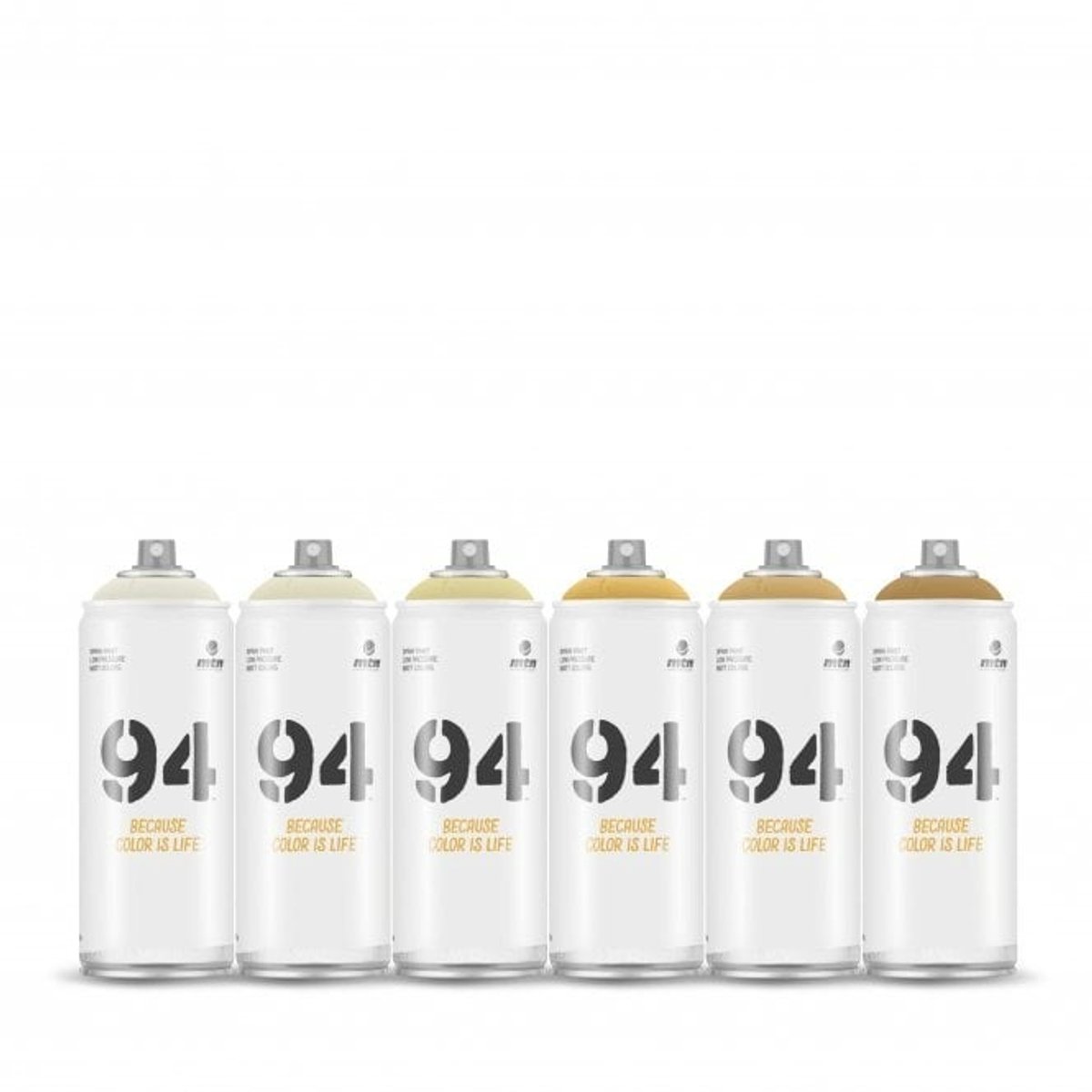 MTN94 spuitbussen pakket - 6x beige tinten - Lage druk, matte afwerking graffiti spuitverf - 400ml