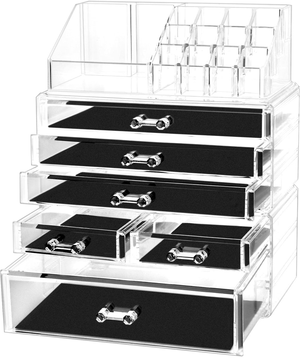 cosmetic organizer, acryl organizer, make-up opberger, met 6 lades, transparant