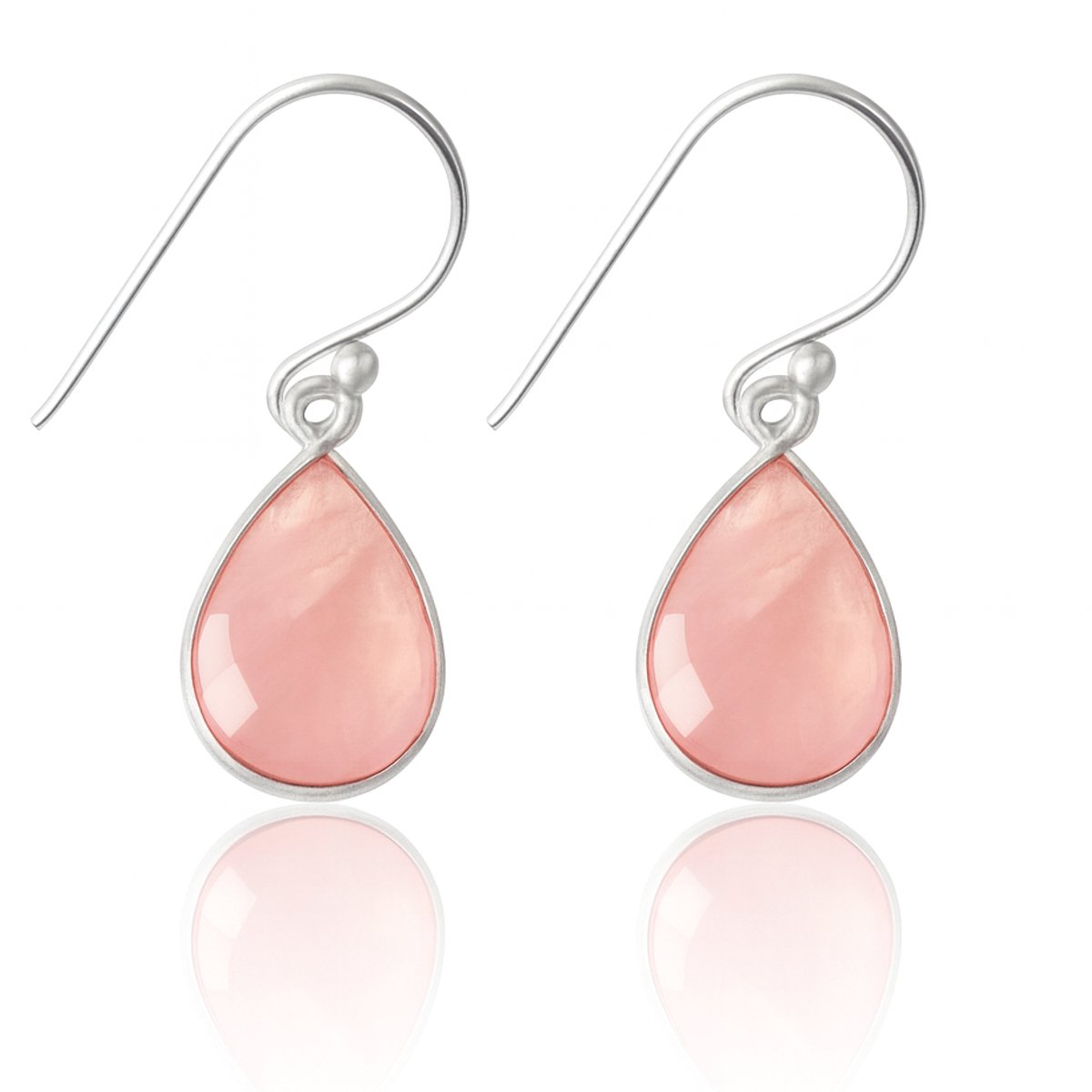 Natuursieraad | 925 sterling zilver rozenkwarts oorhangers | Edelsteen sieraden