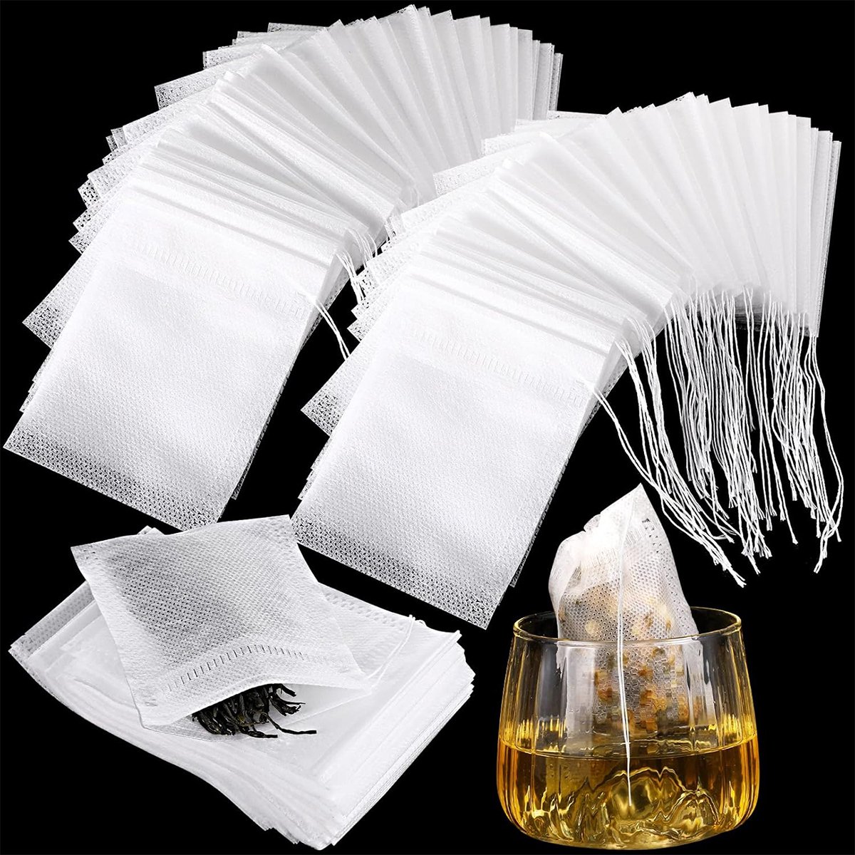 Gsedaox-Lege Theezakjes-200 stuks-7 x 9 cm-voor losse thee-thee filters-wit