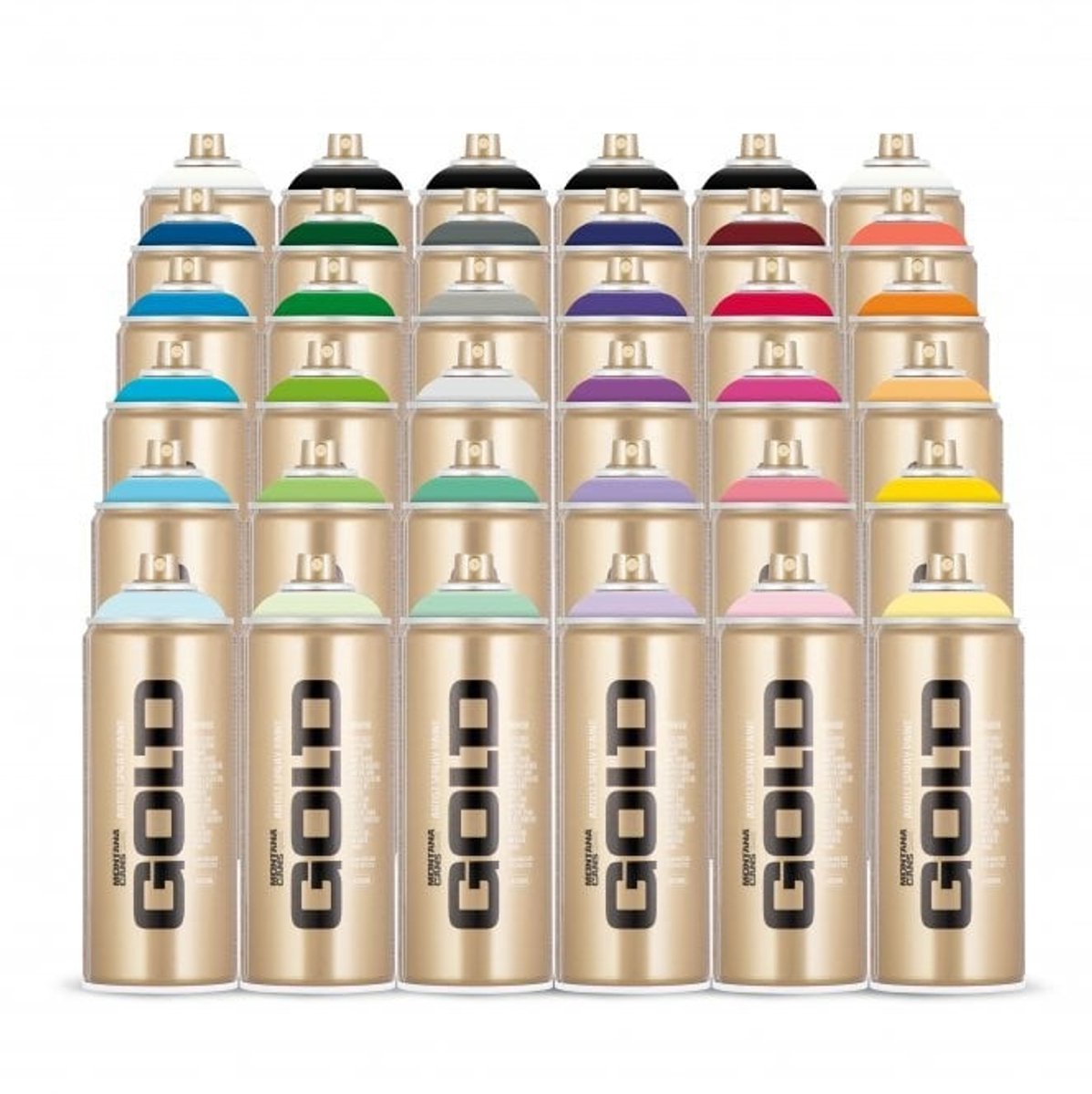 Montana Gold Spuitbussen pakket - 36 kleuren lage druk en matte afwerking graffiti spuitverf - 400ml