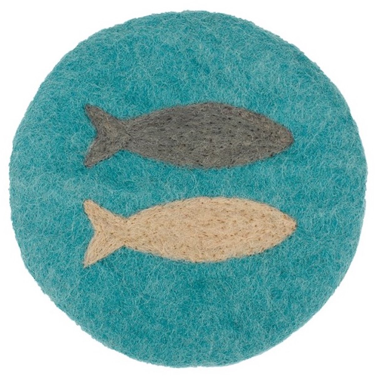Onderzetter glad vilt rond D20x 1,5 cm - Beachlife Sea - petrol blauw