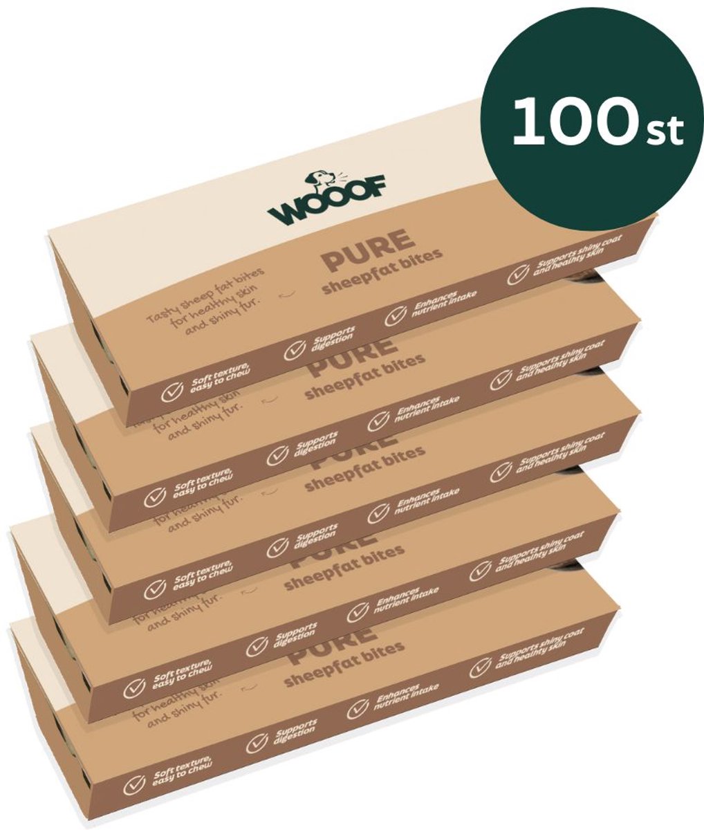 WOOOF Schapenvet bonbons puur - 100st - Hondensnack bites - Supplement - Glanzende vacht - Gezond - 100st