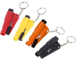 EXCITAT 4 stuks - Ruitenbreker - Gordelsnijder - Veiligheidsfluitje - 3-in-1 multifunctioneel gereedschap - Geschikt voor auto, bus, vrachtwagen