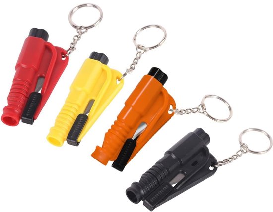 Dussdote 4 pièces - Brise-vitre - Coupe-ceinture de sécurité - Sifflet de sécurité - Outil multifonction 3 en 1 - Convient pour voiture, bus, camion