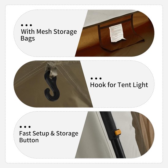 Pop-up Campingtent - 4 Persoon Automatisch - Eenvoudig Opzetten - Waterdicht - Winddicht - UV-bescherming - Familie Camping - Tuin - Buiten kamperen voor beginners van Merkloos — afbeelding 2