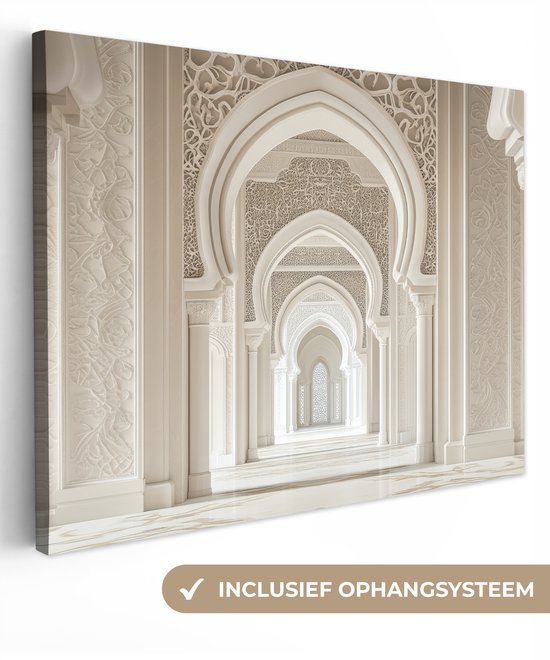 Canvas schilderij 120x90 cm - Exclusieve wanddecoratie Moskee - Architectuur - Ramadan - Islamitische - Muurdecoratie woonkamer - Slaapkamer decoratie - Kamer accessoires - Schilderijen op canvas