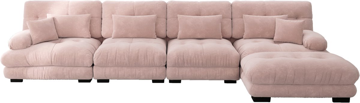 Modulaire hoekbank, L-vormige bank set voor woonkamer, 4-zits comfortabele cloud banken me