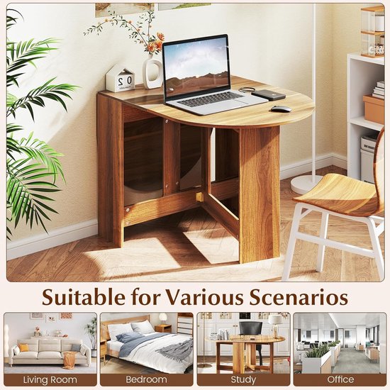 GIANTEX Wandbureau, wandtafel, inklapbaar, houten wandklaptafel met