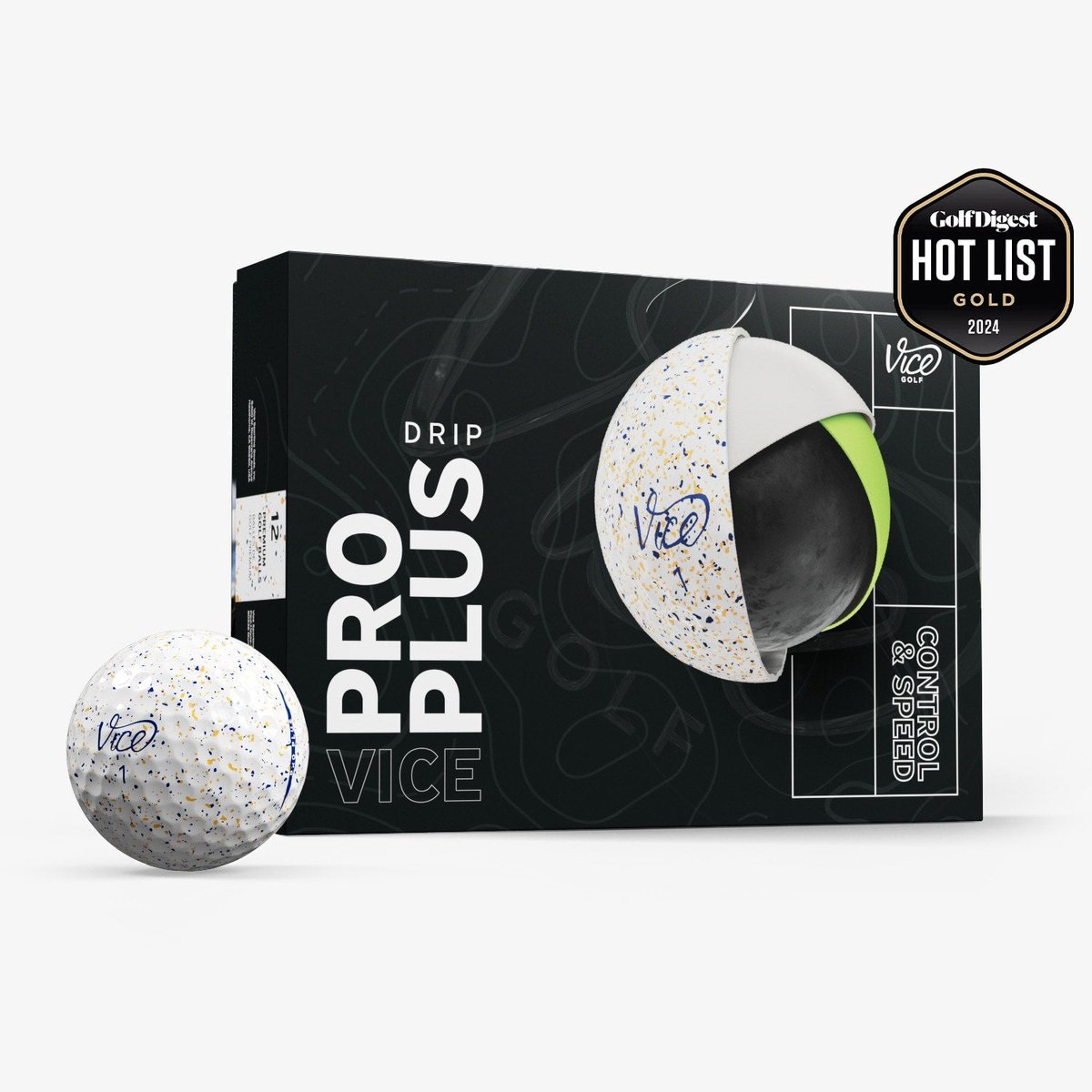 Vice Golf Pro Plus - 12 Golfballen - Drip Oranje Blauw - Urethane cover - 4-delig - Meer afstand & balsnelheid