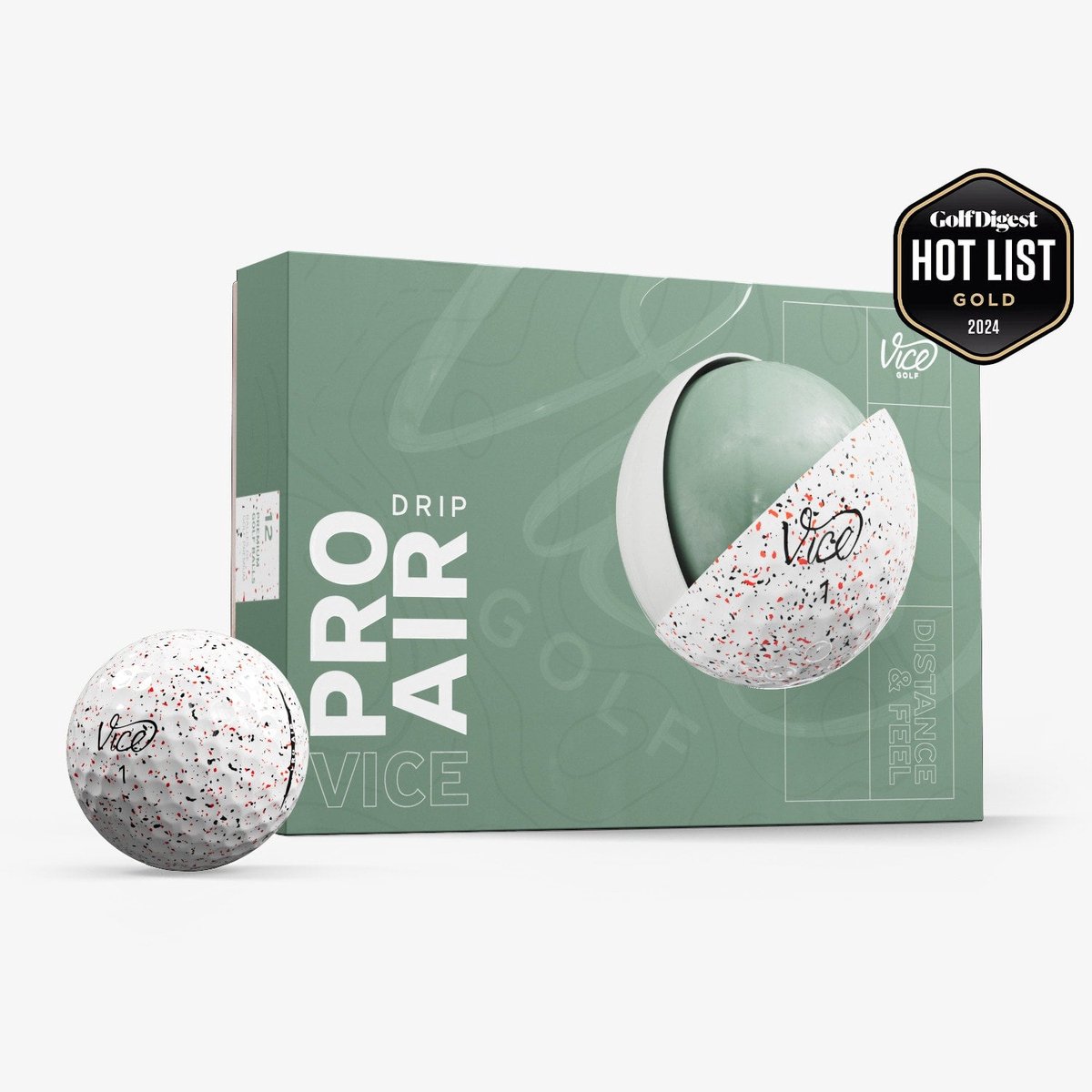 Vice Golf Pro Air - 12 golfballen - Drip Rood Zwart - Urethane cover - 3-delig - Hoge vlucht & lange carry