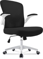 Durrafy Bureaustoel - Ergonomische Bureaustoel - Verstelbare Kantoorstoel met Lendensteun & 90° Opklapbare Armleuningen | Mesh Zitting & Stille Rolwielen | Hoogteverstelling, Capaciteit Tot 130kg，Stijlvolle Wit - ideaal voor thuis én kantoor