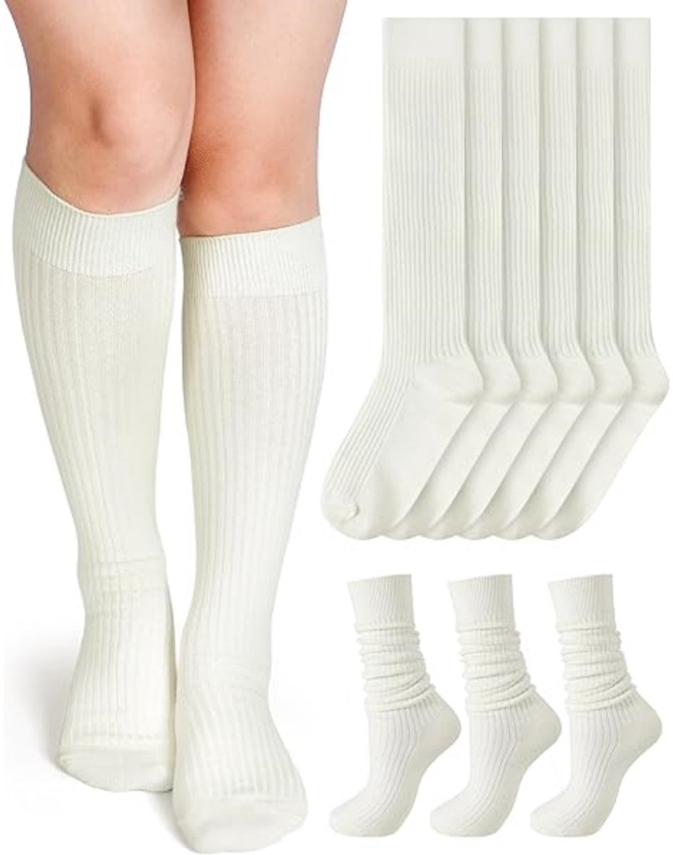 Daity 3 Paar - Sokken - Damessokken - Kuitsokken - Vloersokken - Katoenen sokken - Compressiesokken - One Size - Wit