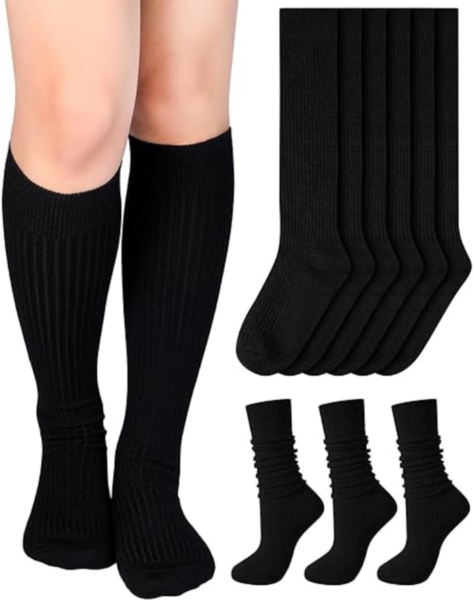 Daity 3 Paar - Sokken - Damessokken - Kuitsokken - Vloersokken - Katoenen sokken - Compressiesokken - One Size - Zwart