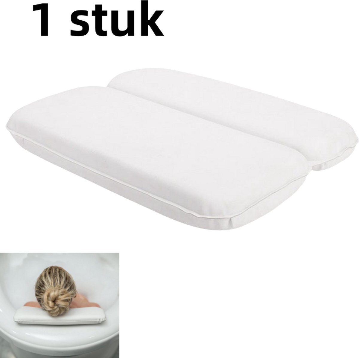 1 stuk - Badkussen - SPA badkussen - Badkussen - Badkussen met zuignap PU waterdicht kussen - wit