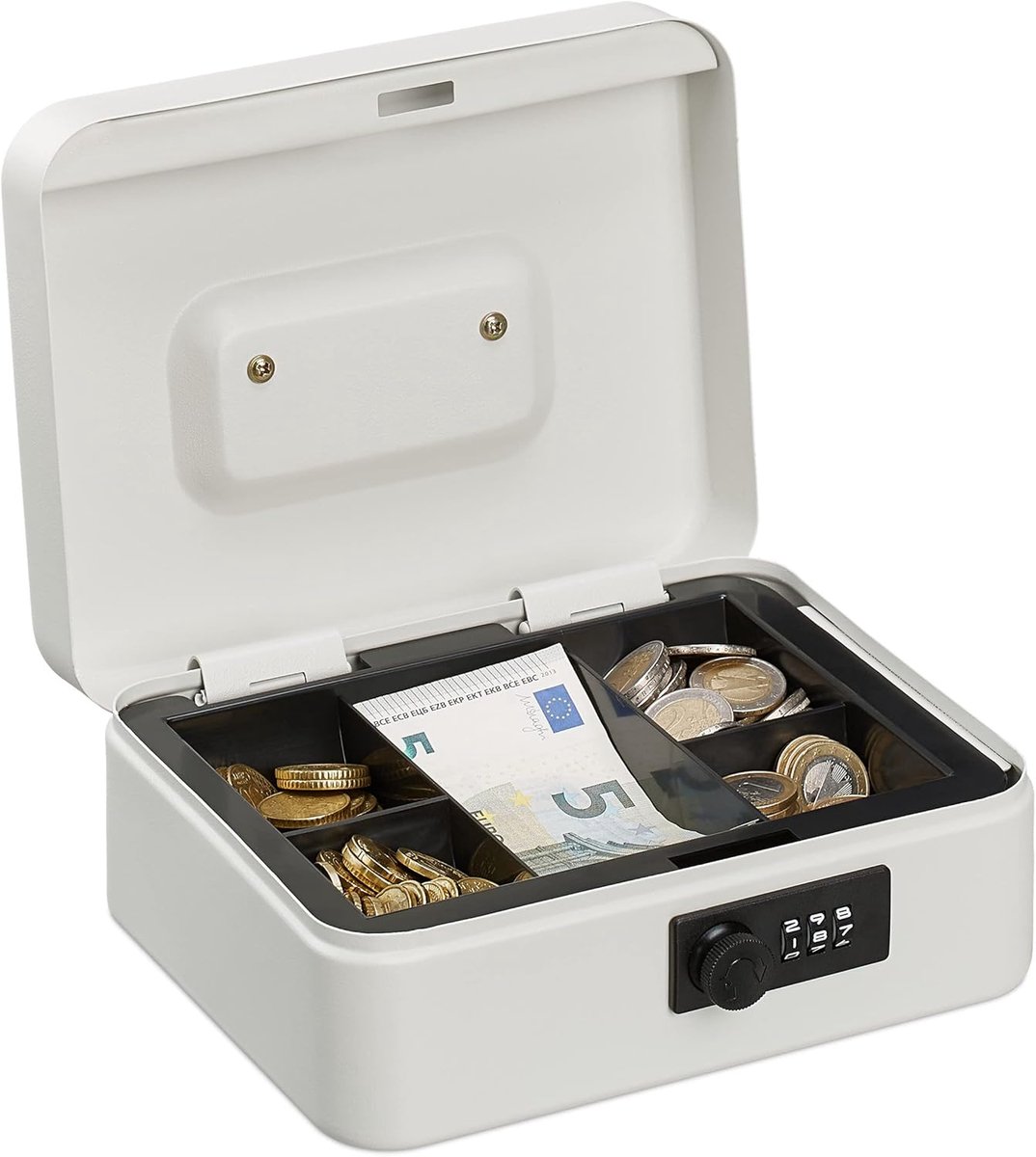 Doodadeals® - Geldkistje met Cijferslot – Geldkluisje – Spaarpot Volwassenen – Uitneembaar Vak – 8,5x20x17 cm – Wit