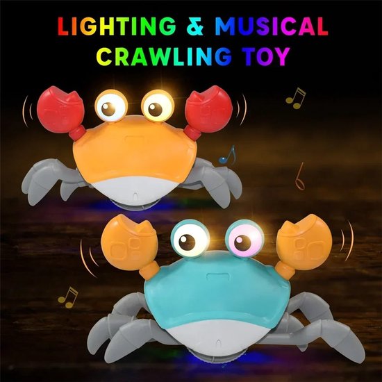 Kruipende krab met sensor, buikligging, babyspeelgoed met muziek en lichtjes, interactief speelgoed voor kinderen, leerzaam en vermakelijk, verjaardagscadeau (blauw) van Atoylink — afbeelding 5