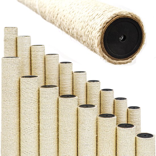 40 x 9,2 cm Sisal Stam voor Krabpaal M10 - Sisalpaal voor Kattenboom - Krab Bomen Onderdelen