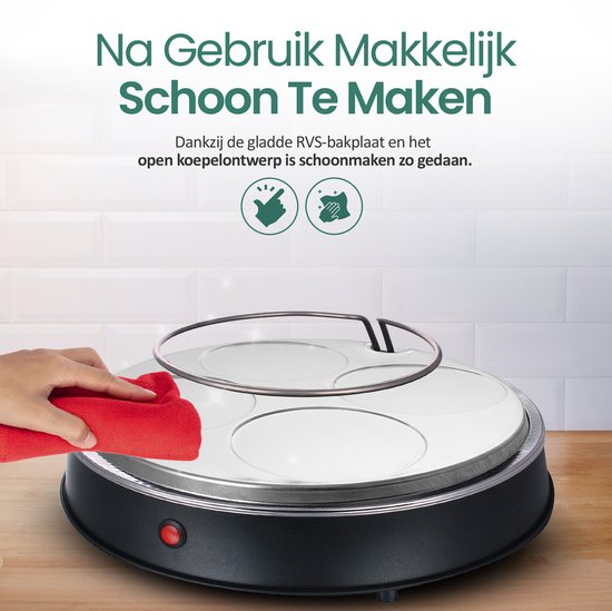 Hand veegt met rode doek de glanzende RVS bakplaat van de pizza gourmetset schoon.