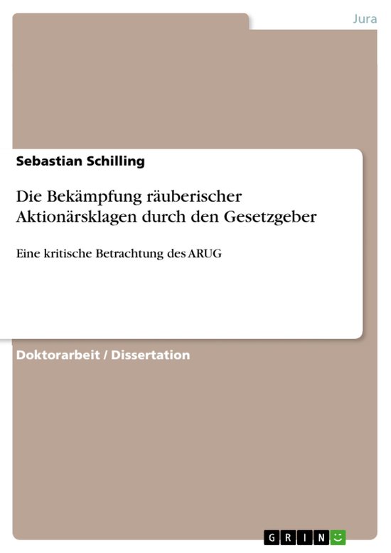 Die Bekämpfung räuberischer Aktionärsklagen durch den Ges ... - cover