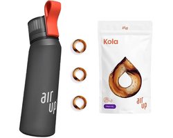 foto van Air Up Drinkfles Classic - Antraciet - 650 ml - Starterskit - Inclusief 3 Pods - Smaak Cola - 3x Kola