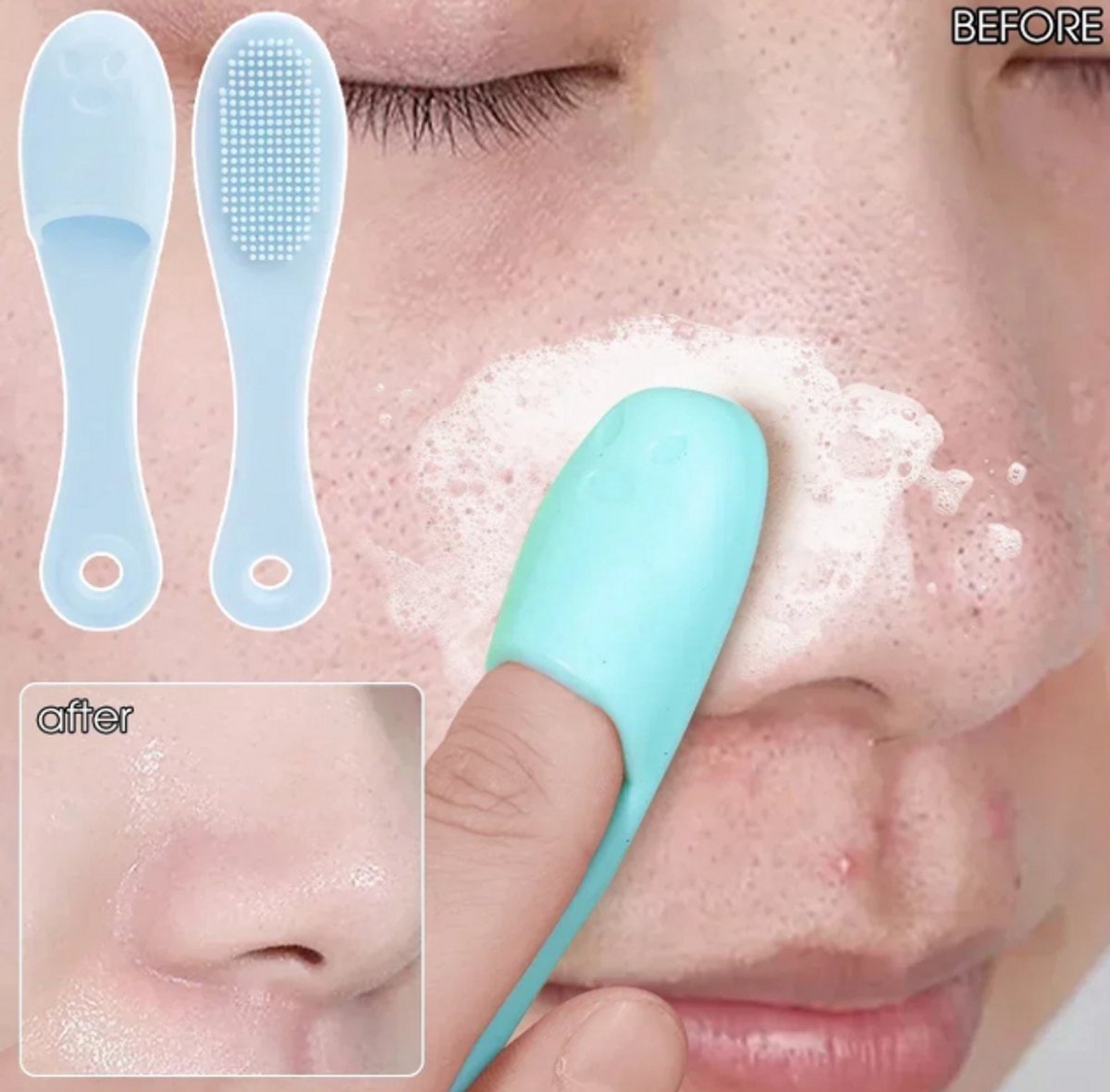 Siliconen Neusborstel - Dubbelzijdige Gezichtsreiniger en Blackhead Massage Borstels - Handig Schoonmaakmiddel voor Poriën | Ideaal voor Dieptereiniging en Huidverzorging