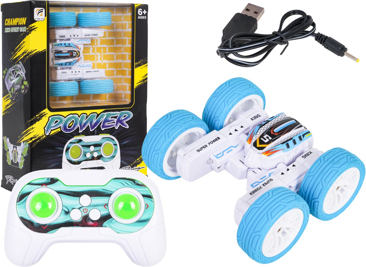 Playos® - Bestuurbare Stuntauto - Blauw - 1:32 - RC Auto - Bestuurbare Auto - Sinterklaas - Speelgoed