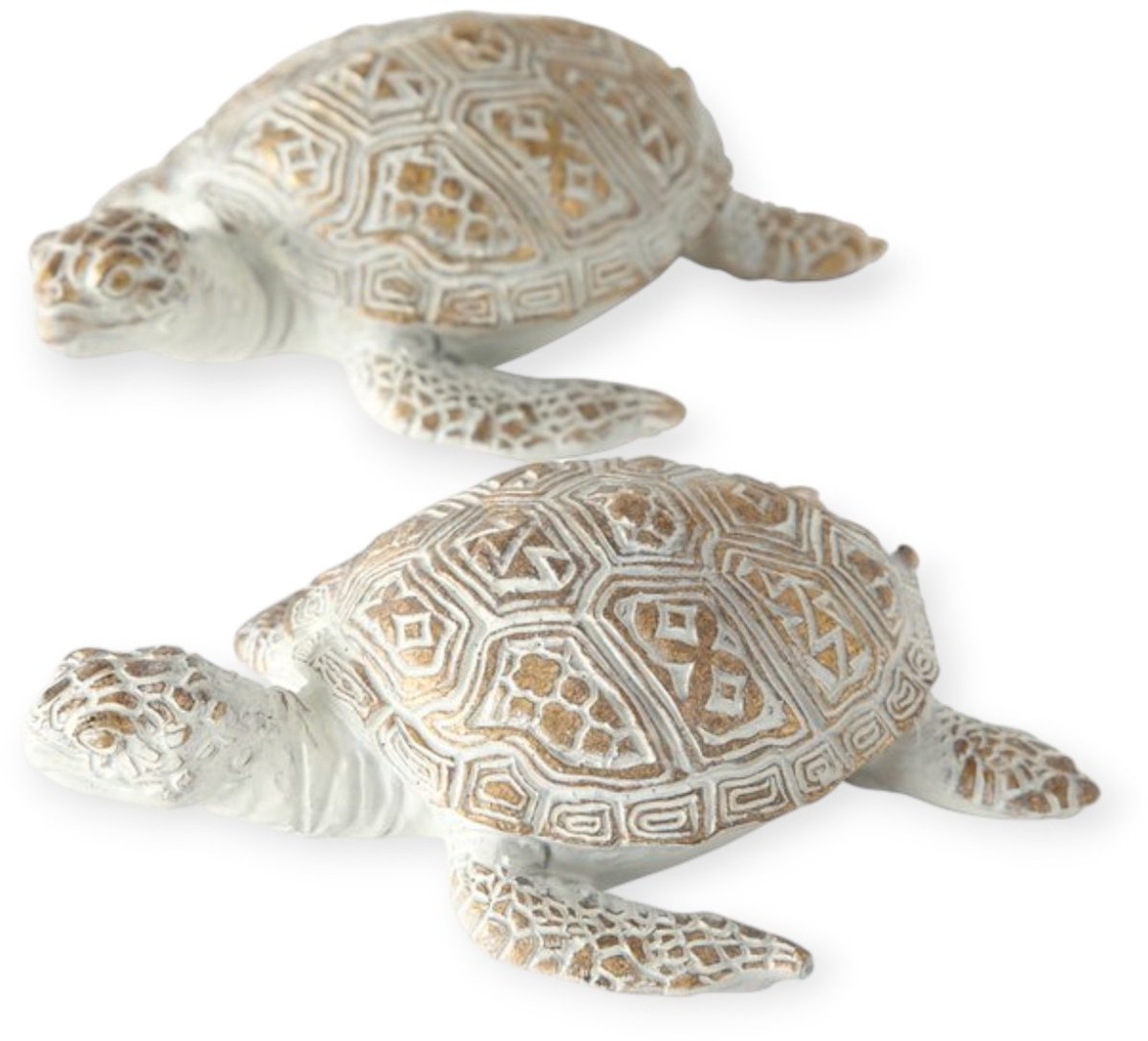Boltze - Schildpadjes - Set van 2 - Schildpadden - Handgemaakt - Polyresin - 13x10x4.5cm