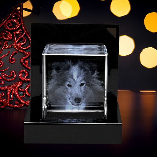 Photo 3D en verre avec Light Base de Luxe Cube M couché