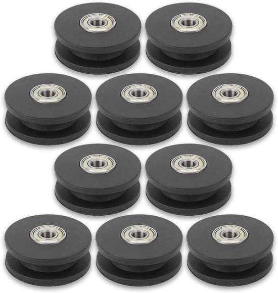 jiuzcare 90mm Bearing Pulley Plastic 8Pcs Universal Wheel Strength Training Pulleys Nylon Wear Resistant for Cable Holder Machine Gym Garage Equipment