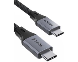Voomy USB C Kabel 240W - 1 Meter - USB-C naar USB-C oplaadkabel - USB 3.1 - Geschikt voor Telefoon, Tablet & Laptop - Gevlochten Nylon - Space Grey