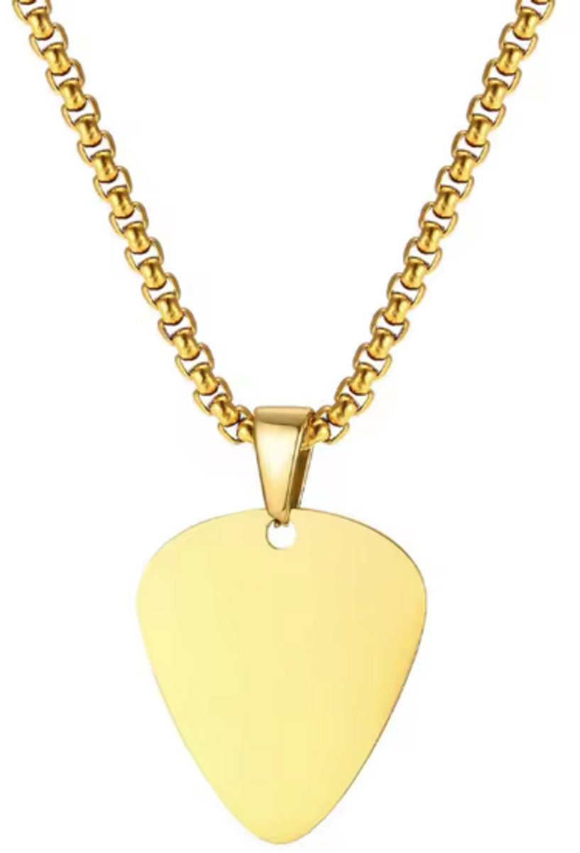1x Plectrum Hanger - Ketting - Pick Ketting - Goud - Cadeau Gitarist - Kado - Muzikant