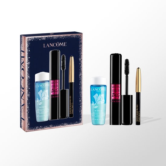 Lancôme Monsieur Big Makeup Geschenkset - Holiday Limited Edition - Monsieur Big Mascara Zwart + Bi-Facil Oogmake-up Remover 30ml + Mini Khôl Eyeliner Oogpotlood Zwart