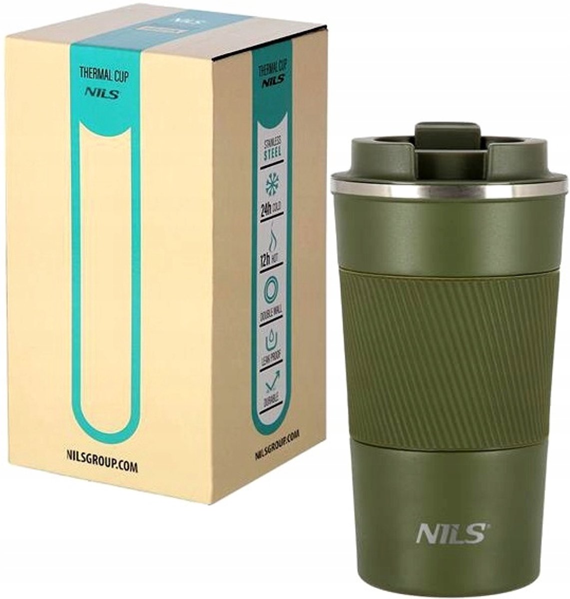 Nils Thermosbeker Groen 510ml - Houdt Drankjes Warm/Koud