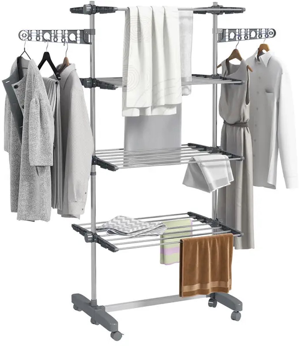 Uitschuifbaar Droogrek met 5 Niveaus – 172×142×55 cm