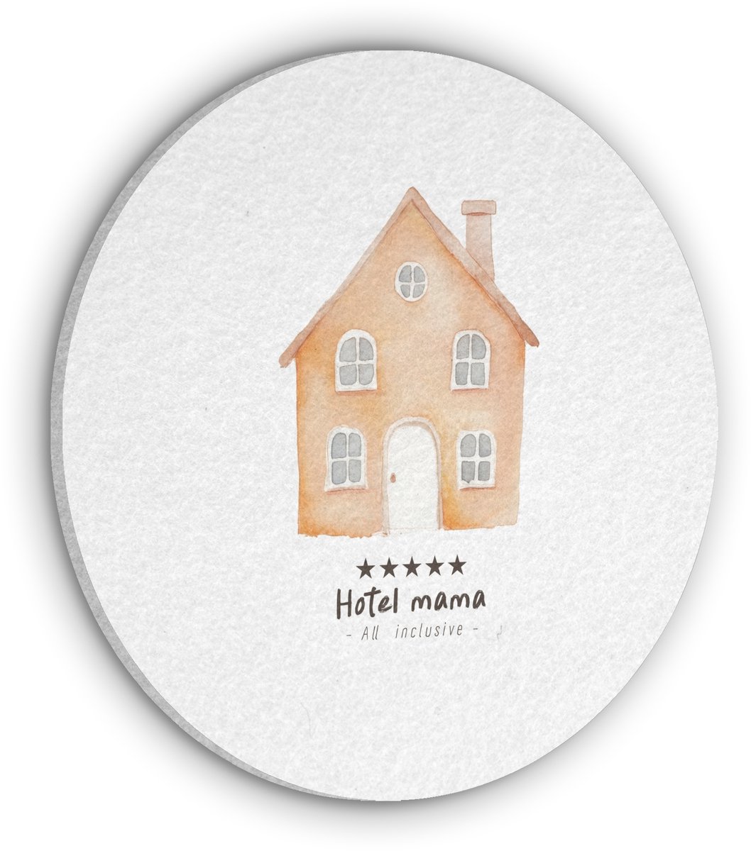 Akoestisch wandpaneel rond 80x80 cm - Vilt schilderij Oranje - Huisje - Quote - Hotel - Ronde akoestische panelen - Geluidsdempende wanddecoratie - Geluidsisolatie wandcirkel - Muurdecoratie geluidspanelen - Moederdag cadeautje - Cadeau voor mama