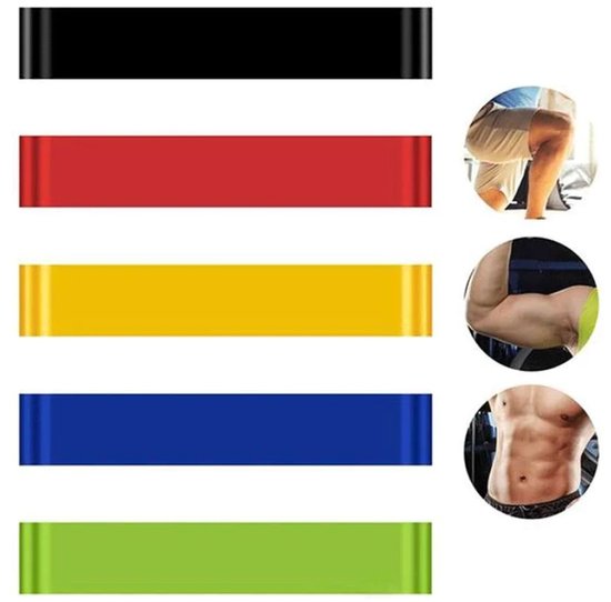 5 stuks weerstandsfitness yogaband met lus, elastische gymoefening — afbeelding 3