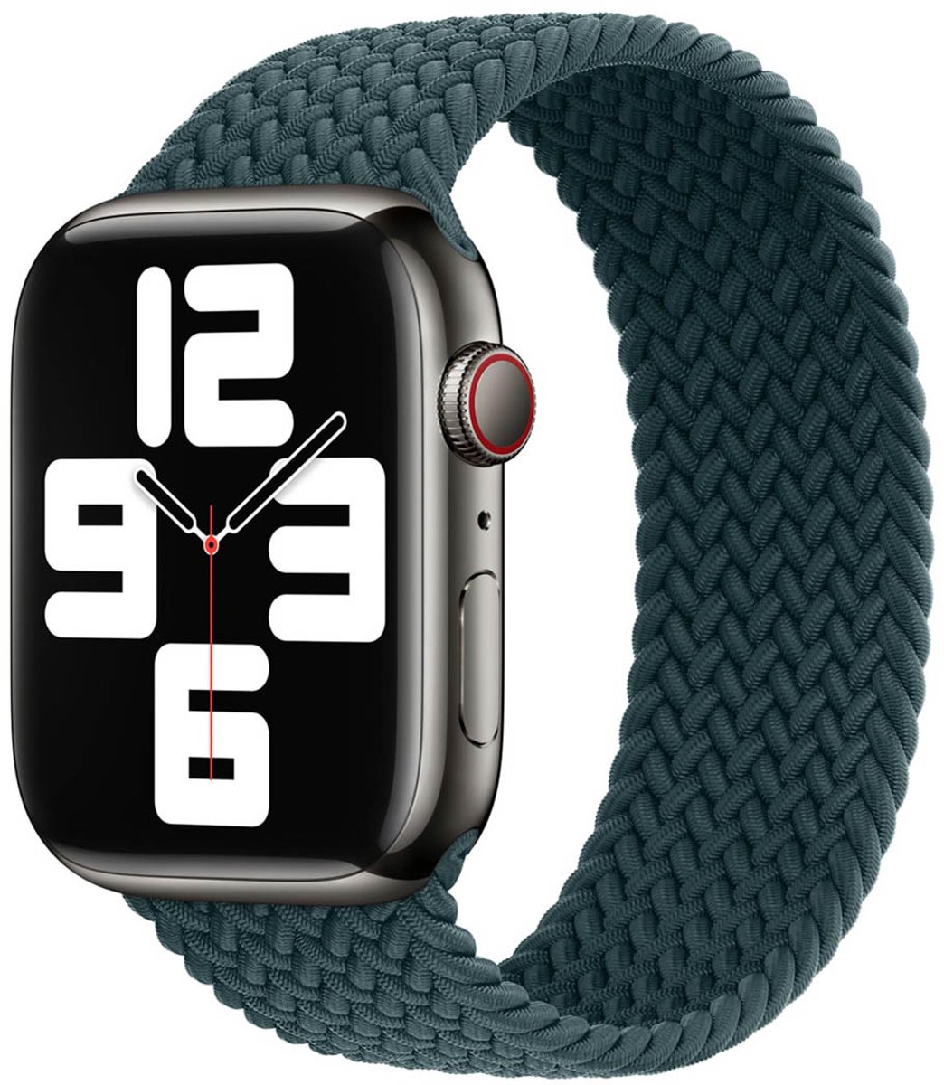 Apple Gevlochten solobandje voor de Apple Watch | 44-45-46-49 mm - Maat 6 - Rainforest