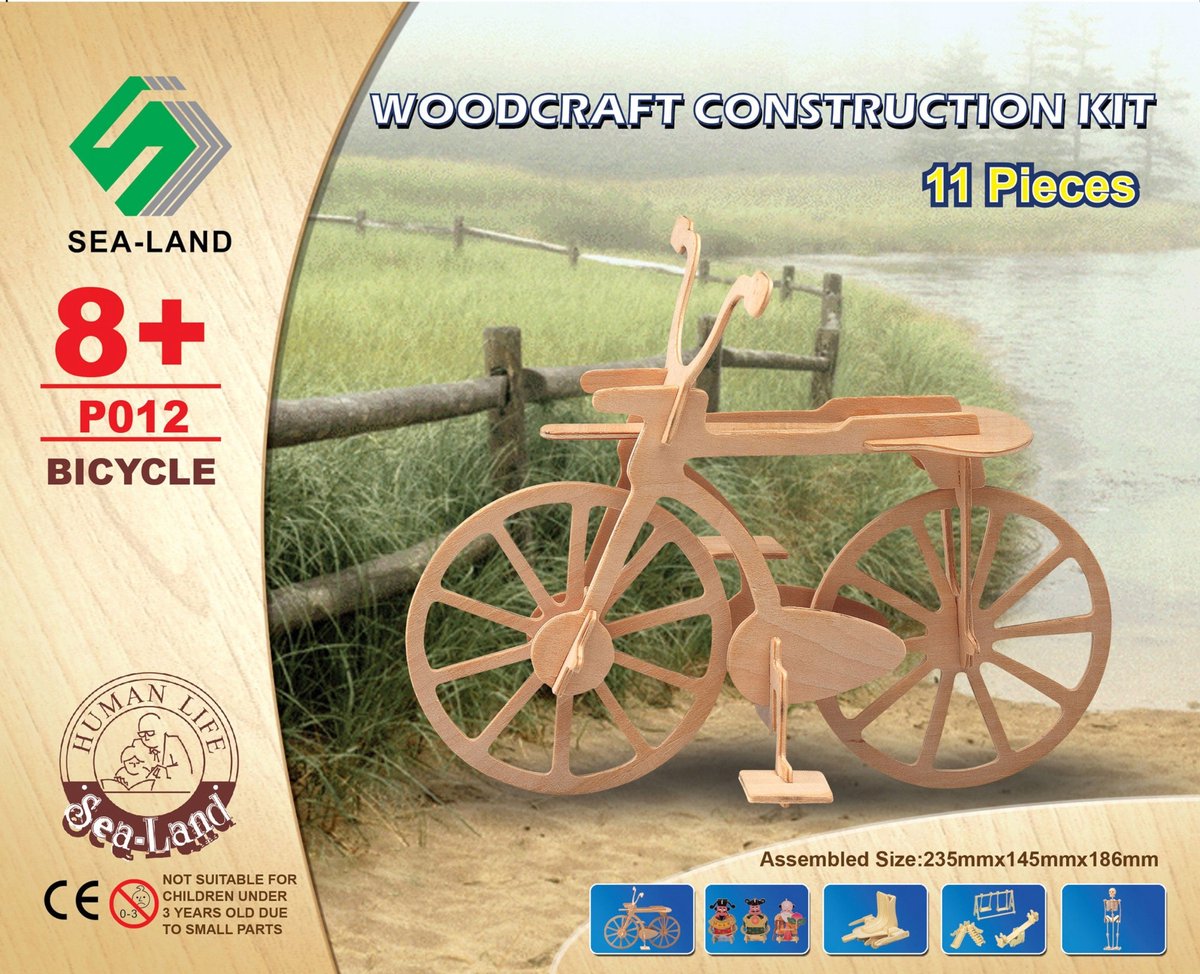 Houten 3D Puzzel Fiets P012 - Bouwen en Knutselen