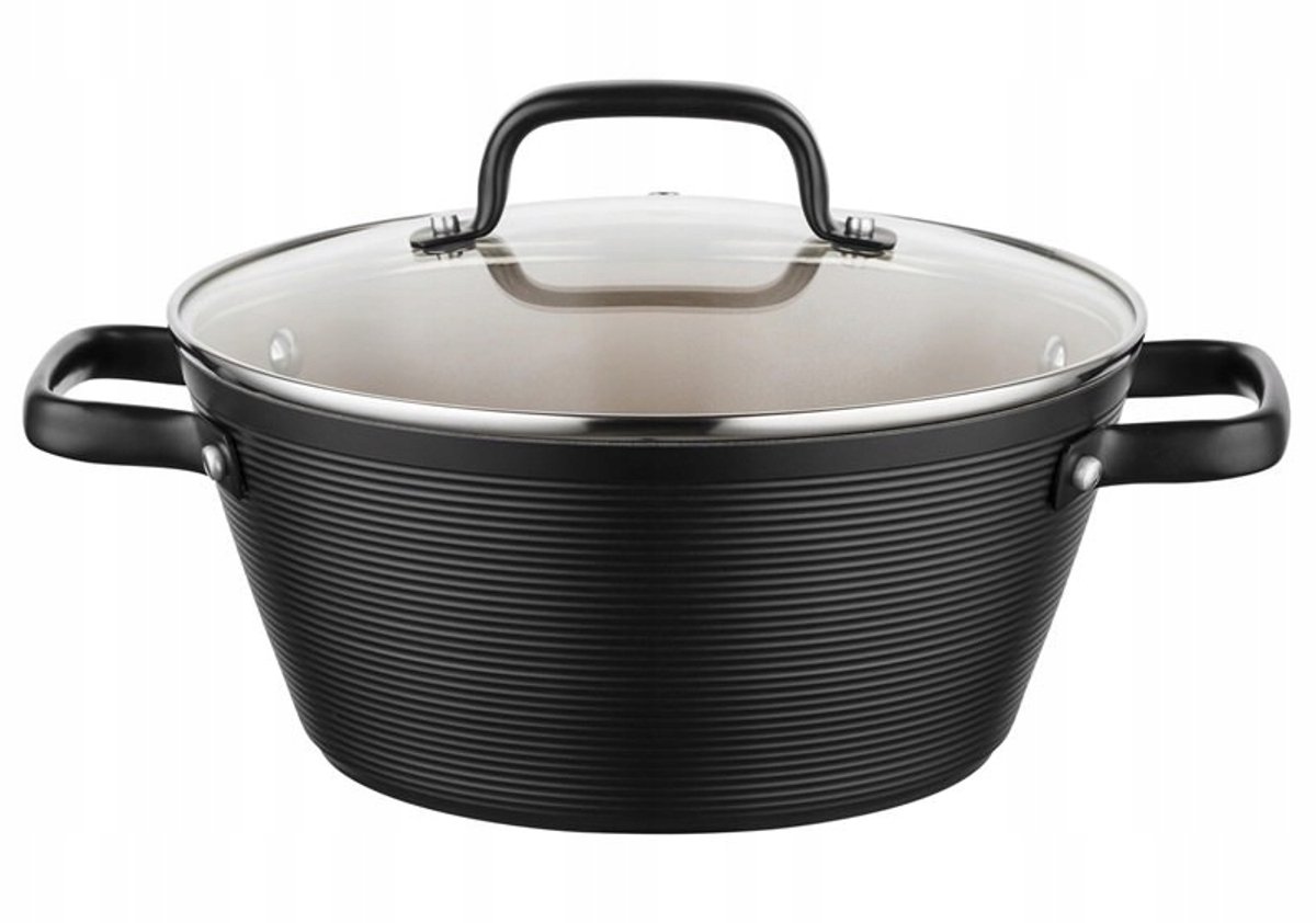 Florina Carina Zwarte aluminium pan 24 cm - Oven- en inductieklaar
