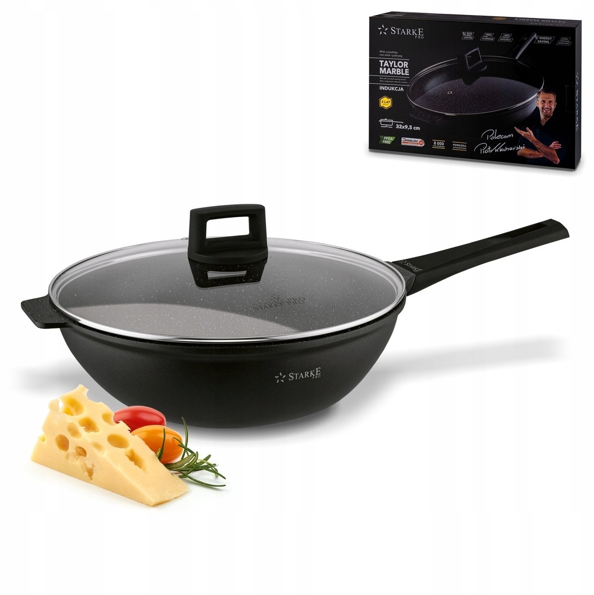 Starke Pro Taylor Marmeren Wokpan 32cm Inductie met Deksel